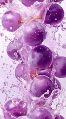 Fototapeta premium Purple Grapes Splashing in Water