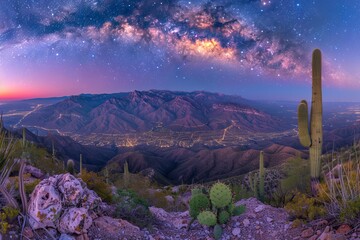 Night Sky Over Mountain Range in Arizona Desert