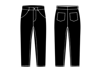 Men's black Jeans front and back view 