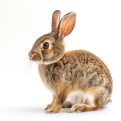 White rabbit on pure white backdrop, high-resolution image for versatile usage.