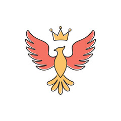 Obraz premium Illustration of Crown with flames on the phoenix