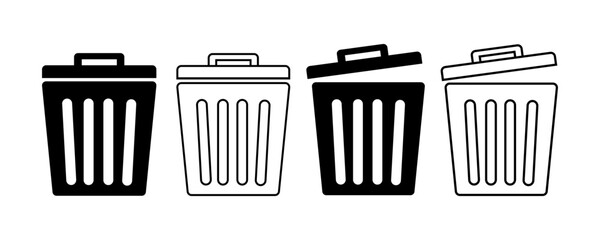 Set of trash icon vector. Delete icon symbol illustration design