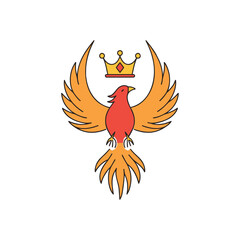 Fototapeta premium Illustration of Crown with flames on the phoenix