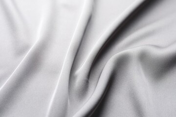 Texture of beautiful light grey silk fabric as background, closeup