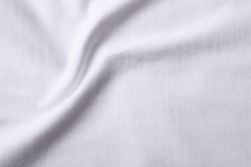 Texture of white fabric as background, top view