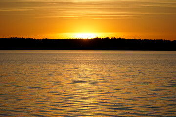Naklejka premium Sunset over lake - Masuria, Poland