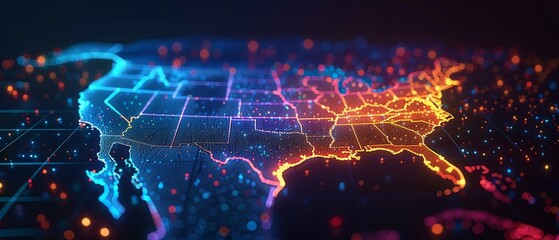 America map formed by vibrant dots, abstract style, colorful, minimalistic design, ample space for text, artistic feel 8K , high-resolution, ultra HD,up32K HD