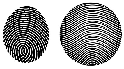 Black detailed fingerprints flat illustration set 