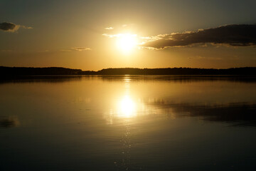 Fototapeta premium Scenic sunset over lake - Masuria, Poland