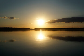 Scenic sunset over lake - Masuria, Poland