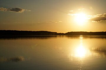 Sunset over lake - Masuria, Poland