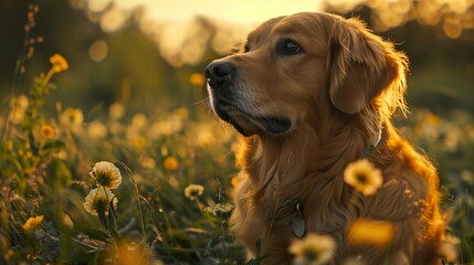 Portrait of a Cute Dog During Sunset