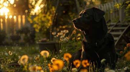 Portrait of a Cute Dog During Sunset