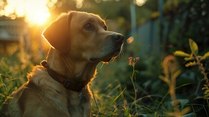 Portrait of a Cute Dog During Sunset