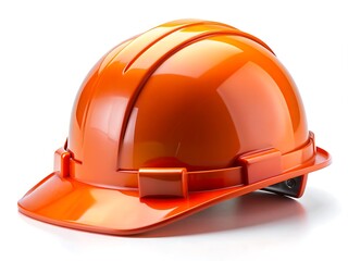 Fototapeta premium Orange safety engineer helmet isolated on white background. top view for design