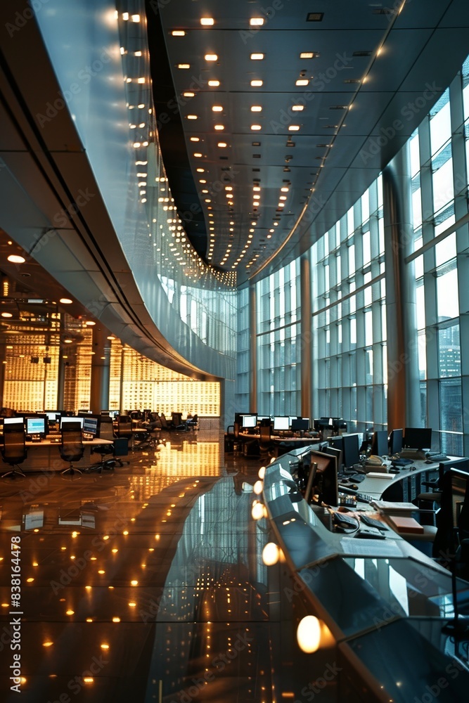 Aufkleber modern office workspace of a stock trader