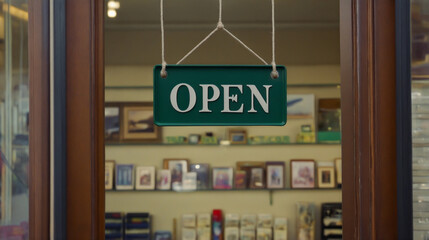 Fototapeta premium Open sign board in a shop 