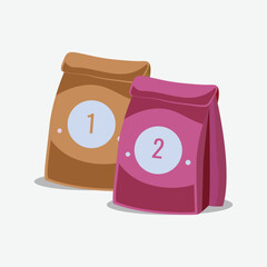 illustration of a pink and yellow bag