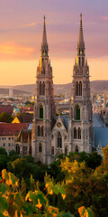 Fototapeta premium Catedral Europeia Histrica ao pôr do Sol