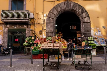 Fotobehang Pizzeria Street food in Naples in street market  © Andrea