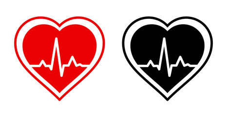 Ikona pulsu serca. Ilustracja wektorowa na białym tle. © robert6666