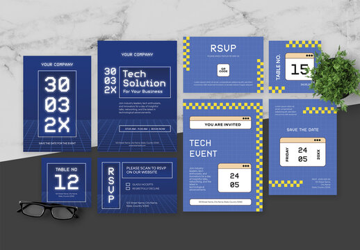 Blue and Purple Bundling Corporate Event Invitation