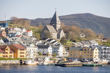 View from the coastal route Ms Nordkapp - Coastal town Kristiansund