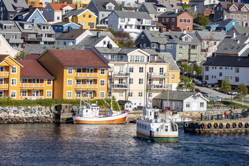 View from the coastal route Ms Nordkapp - Coastal town Kristiansund
