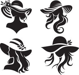 silhouette of a girl with a hat , vector 