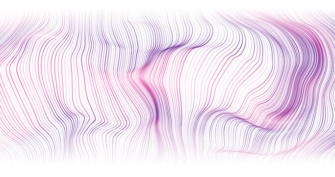 PNG. Abstract winding lines of different colors on a black background.  illustration in concept technology, science, music, modernity.	

