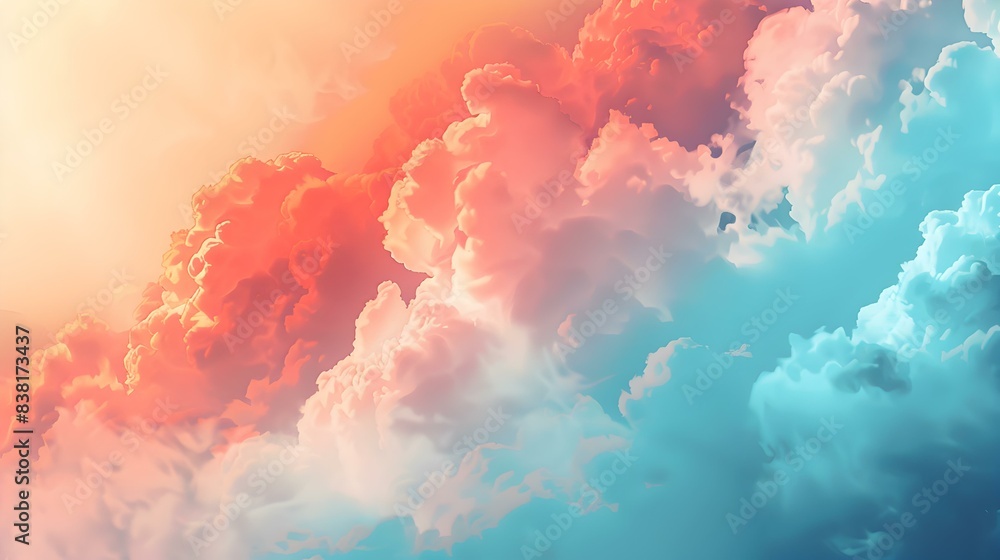 Wall mural Gradient azure to coral smooth banner