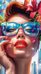 Obraz premium Capture a frontal view of a vibrant, detailed journal cover featuring hobbies and interests, rendered in a colorful, eye-catching digital illustration