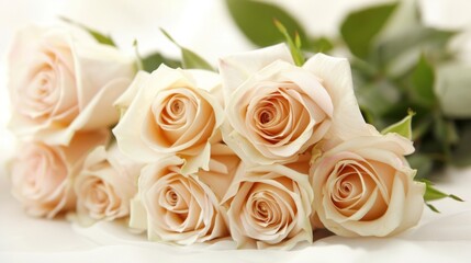 Naklejka premium Light beige roses flower bouquet generative ai