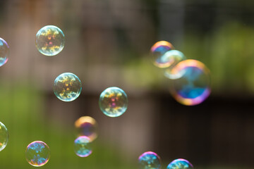 Colorful bubbles floating, background