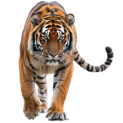Fototapeta premium Powerful Tiger standing alone against a white backdrop. High-resolution image.