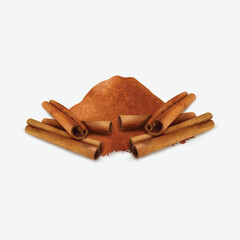 cinnamon food sticks isolated on white
