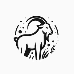 goat cartoon animal element logo