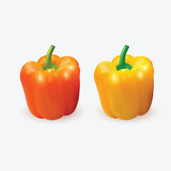 red and yellow peppers on white