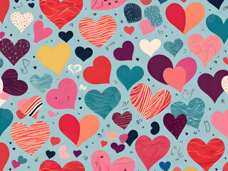 seamless pattern with hearts heart, love, pattern, valentine, seamless, vector, design,Ai generated 