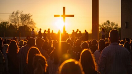 Church service at dawn generative ai