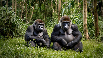 Naklejka premium group of gorillas Family image