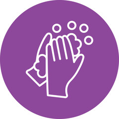 Hand washing line circle icon