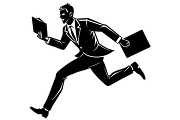 business man running fast silhouette vector illustration