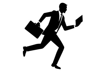 business man running fast silhouette vector illustration