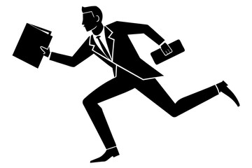 business man running fast silhouette vector illustration