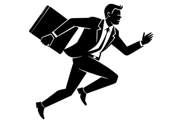 business man running fast silhouette vector illustration