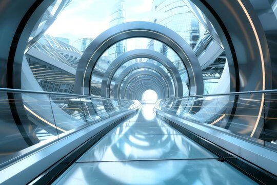 A sleek, futuristic environment highlights the power of determination in the journey of lifelong learning and continuous improvement