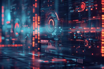 Fototapeta premium A sleek, futuristic graphic depicts a company outsourcing tasks, allowing them to concentrate on core competencies and reduce inefficiencies