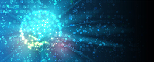 Abstract Artificial intelligence. Cloud computing. Machine learning. Technology web background. Virtual concept futuristic background. Vector art.