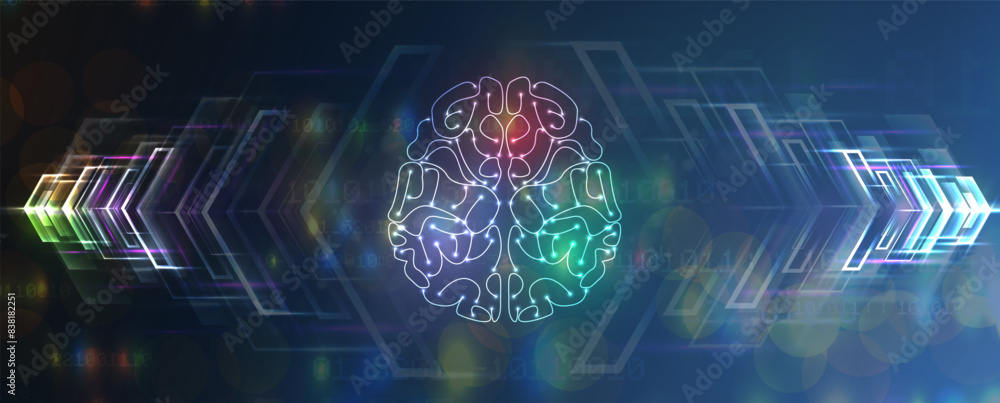 Fototapete Abstract Artificial intelligence. Cloud computing. Machine learning. Technology web background. Virtual concept futuristic background. Vector art.